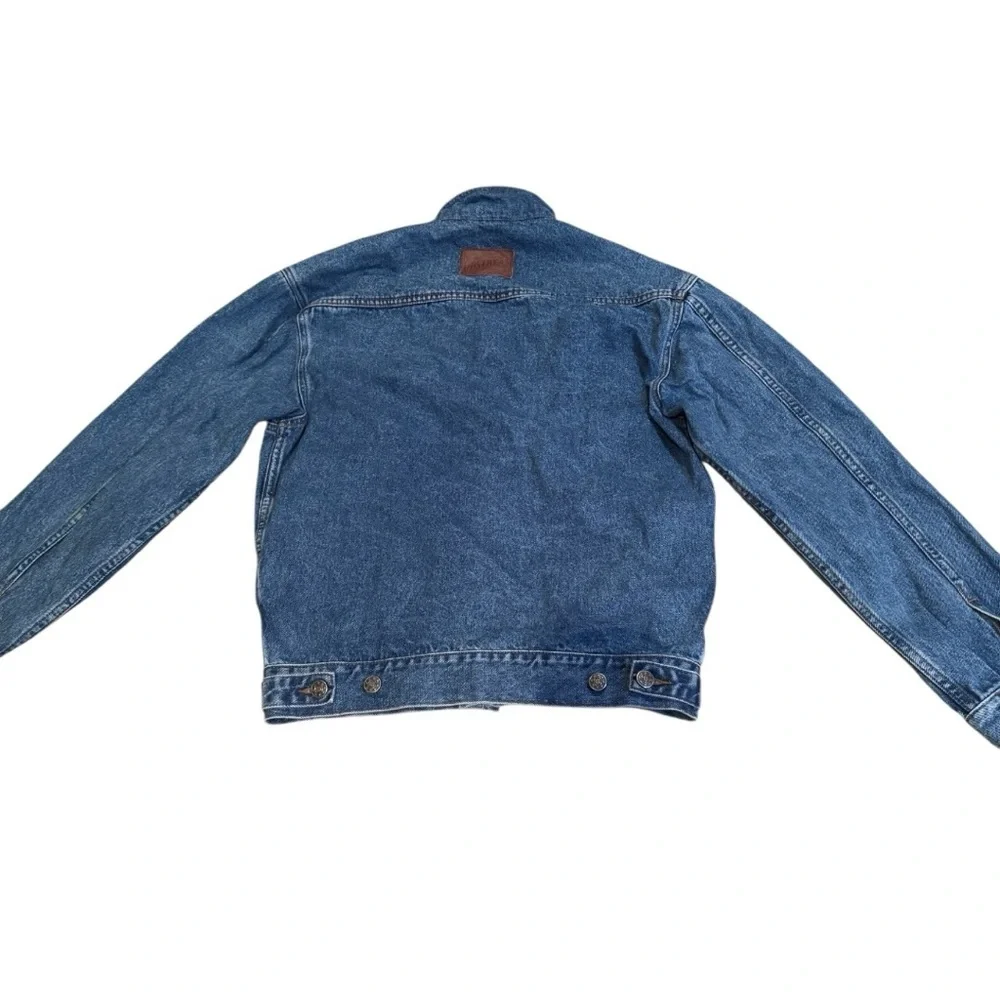 Vintage 90s Kellogg’s Corn Flakes Embroidered Denim Jacket Leather Collar Size S